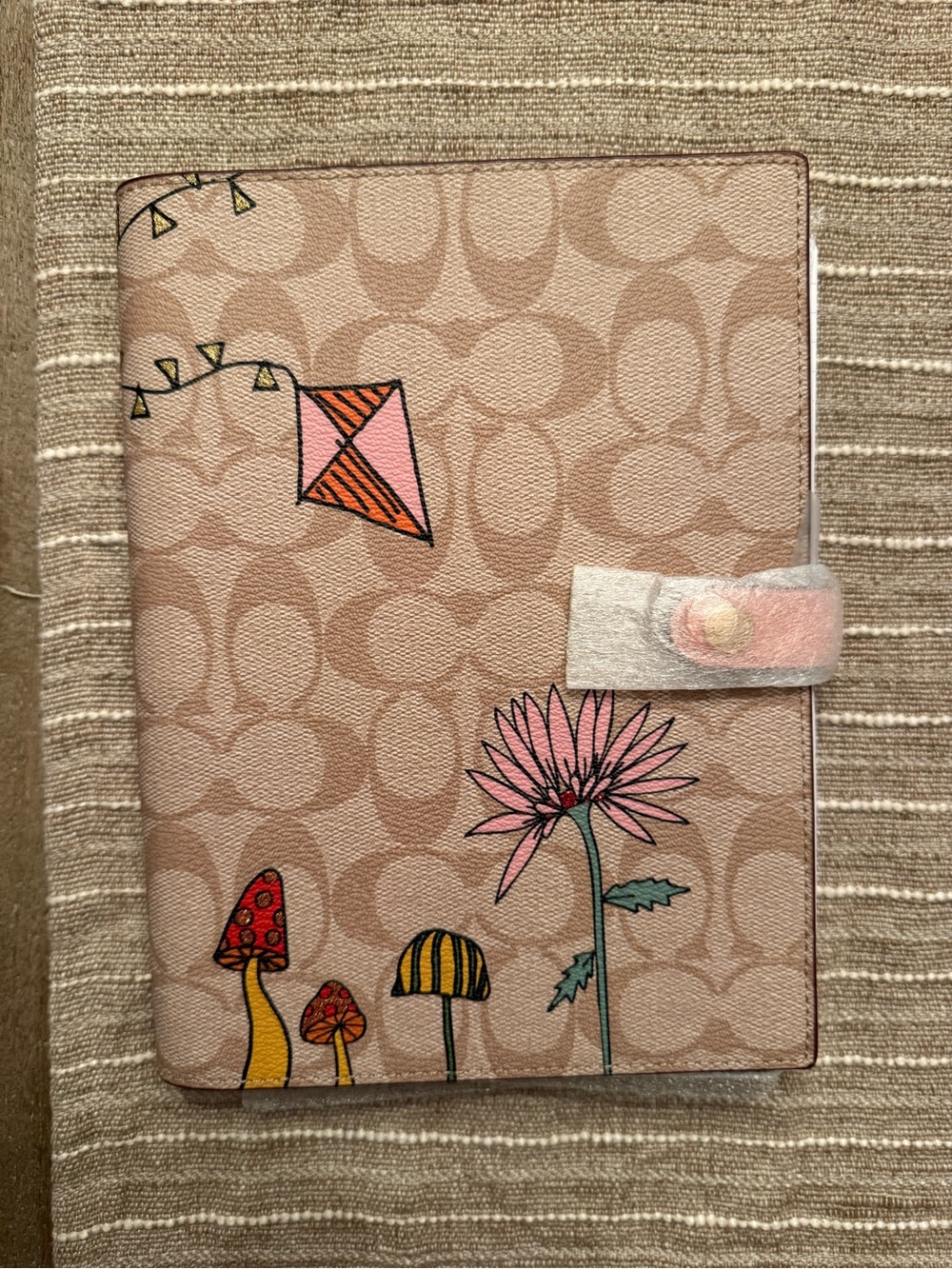 Coach Tan & Pink Floral Kite Notebook Cover